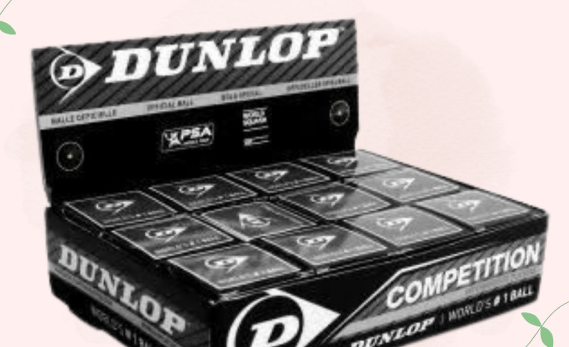 Dunlop Squash Ball Competition Single Yellow Dot – Pack of 12, Ideal for Intermediate Play