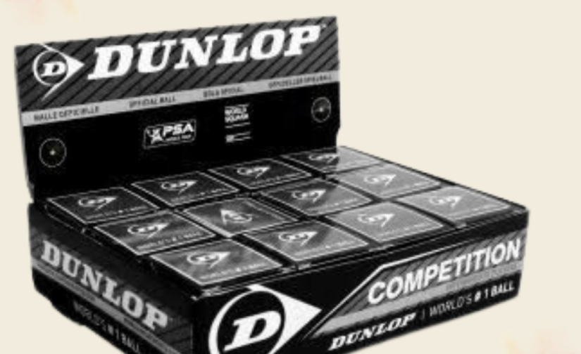 Dunlop Squash Ball Competition Double Yellow Dot – Pack of 12, High-Performance Squash Balls for Advanced Play