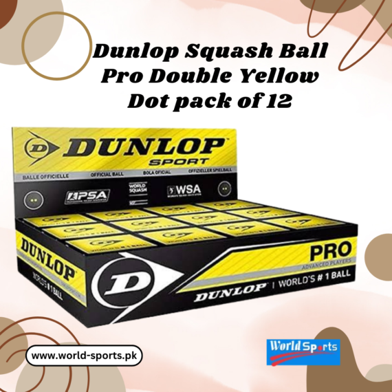 Dunlop Squash Ball Pro Double Yellow Dot – Pack of 12, Professional-Grade for Advanced Play