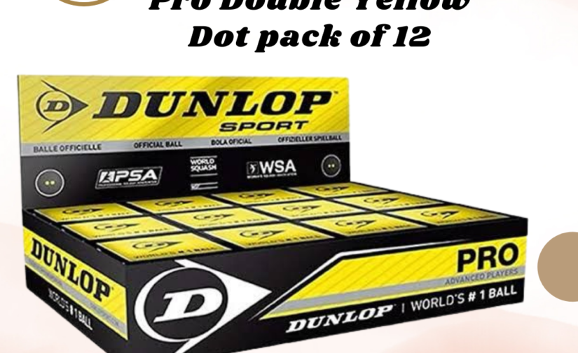 Dunlop Squash Ball Pro Double Yellow Dot – Pack of 12, Professional-Grade for Advanced Play