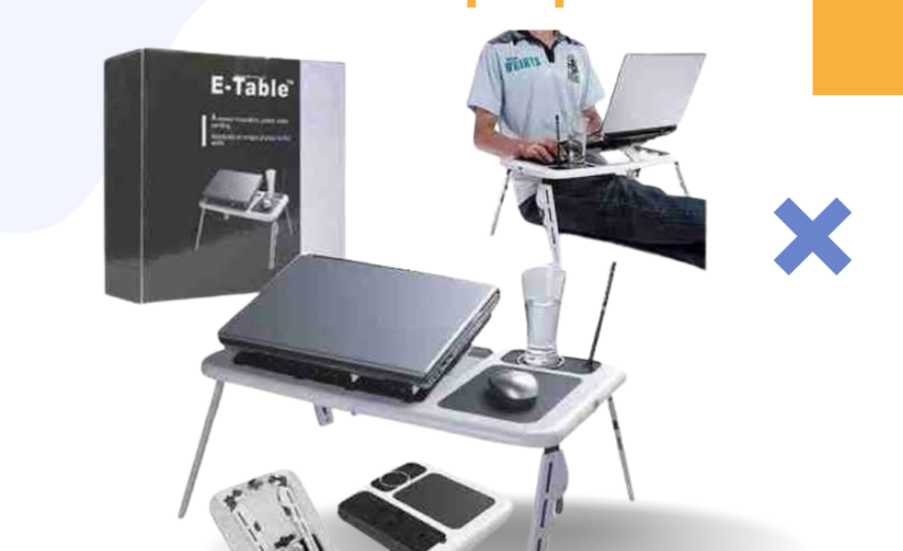 E-Table Portable Laptop Table – Adjustable, Foldable Desk for Comfortable Computing Anywhere