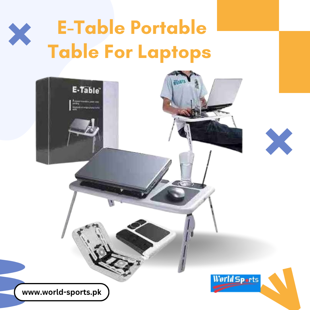 E-Table Portable Laptop Table – Adjustable, Foldable Desk for Comfortable Computing Anywhere