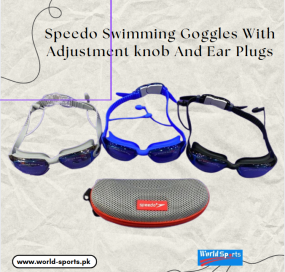 Speedo Swimming Goggles with Adjustment Knob and Free Ear Plugs – Anti-Fog, UV Protection, Custom Fit