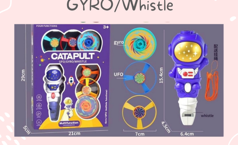 Catapult UFO/Gyro/Whistle | Multi-Function Toy for Kids