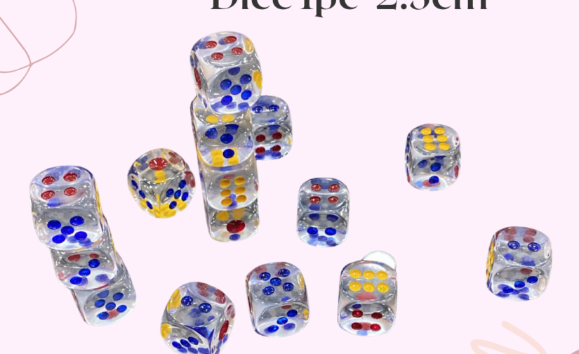 Crystal White Ludo Dice (1 pc, 2.5 cm) – Premium Mid-Sized Dice for Ludo & Board Games