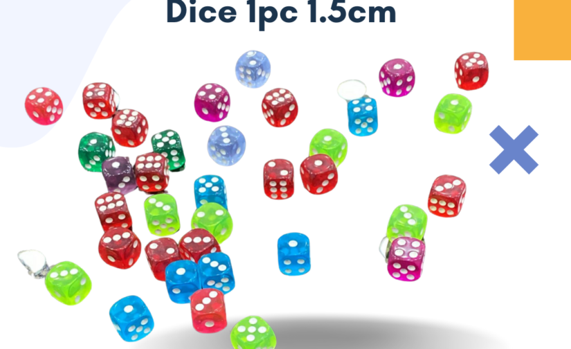 Crystal Mix Color Ludo Dice (1 pc, 1.5 cm) – Vibrant Multi-Color Dice for Ludo & Board Games