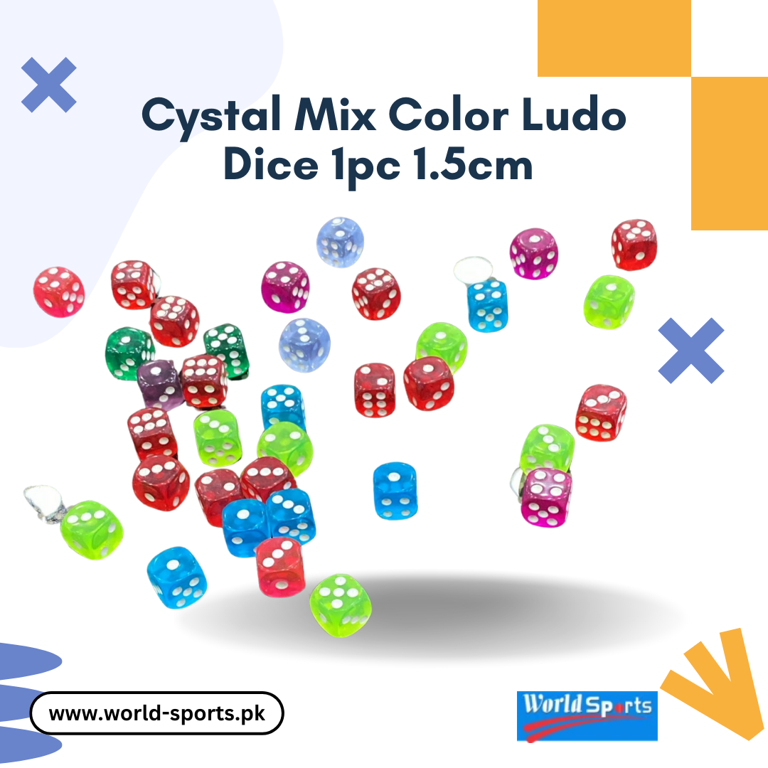 Crystal Mix Color Ludo Dice (1 pc, 1.5 cm) – Vibrant Multi-Color Dice for Ludo & Board Games