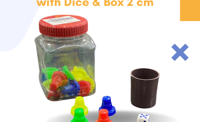 Ludo Plastic Pieces with Dice & Box (2 cm) – Complete Game Accessory Set