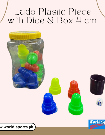 Ludo Plastic Pieces with Dice & Box (4 cm) – Complete Accessory Set for Ludo Game
