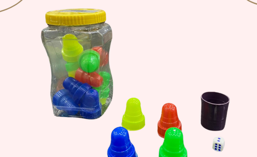 Ludo Plastic Pieces with Dice & Box (4 cm) – Complete Accessory Set for Ludo Game