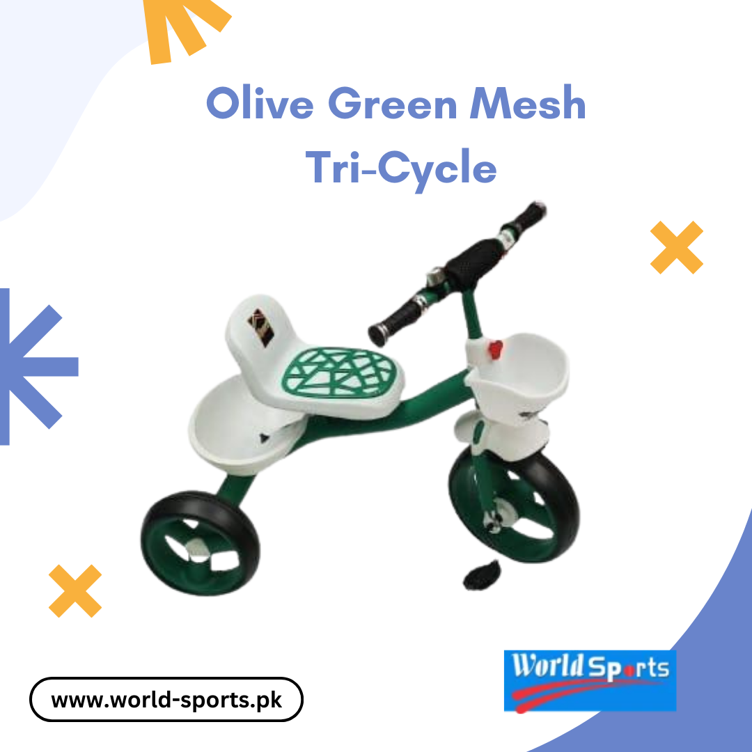 Olive Green Mesh Tri-Cycle | Kids 3-Wheeled Tricycle with Mesh Basket