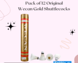 Pack of 12 Original Wecan Gold Shuttlecocks - Premium Badminton Feather Shuttles for Precision Play