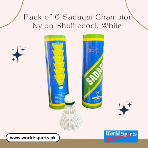 Pack of 6 Sadaqat Champion Nylon Shuttlecocks - White | Durable & High-Performance Badminton Shuttles