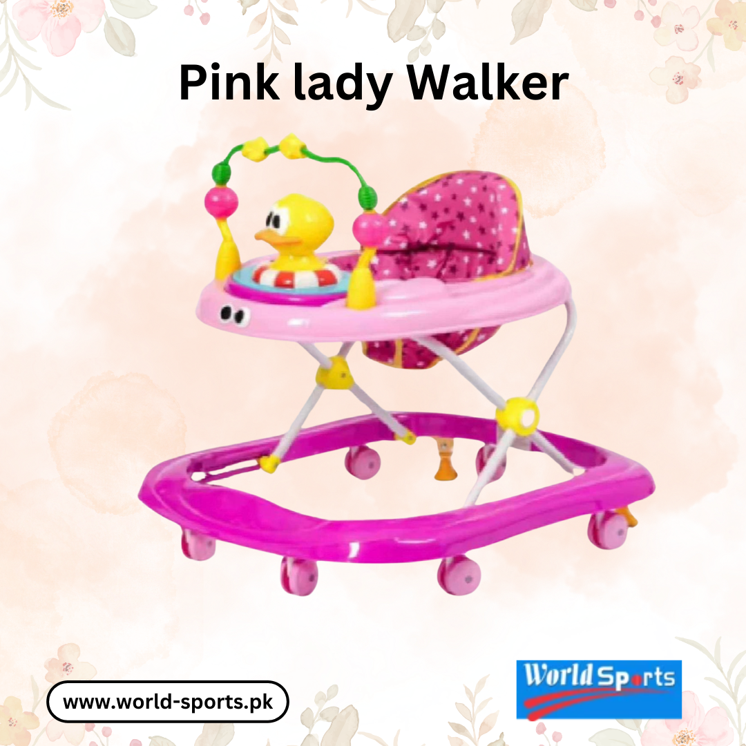 Pink Lady Baby Walker | Adjustable Height & Safe Play Walker for Girls