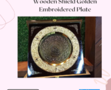 Wooden Shield with Golden Embroidered Plate – Premium Award for Achievements and Recognition