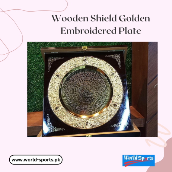 Wooden Shield with Golden Embroidered Plate – Premium Award for Achievements and Recognition