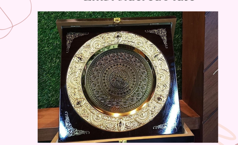 Wooden Shield with Golden Embroidered Plate – Premium Award for Achievements and Recognition
