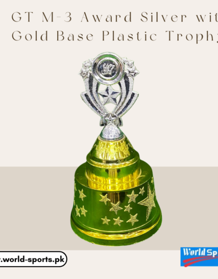 GT M-3 Award Silver with Gold Base Plastic Trophy – Elegant Recognition Award for Sports, Academic, and Corporate Achievements