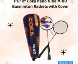 Pair of Coka Nano Tube M-80 Badminton Rackets with Cover – Lightweight, Durable, and High-Precision