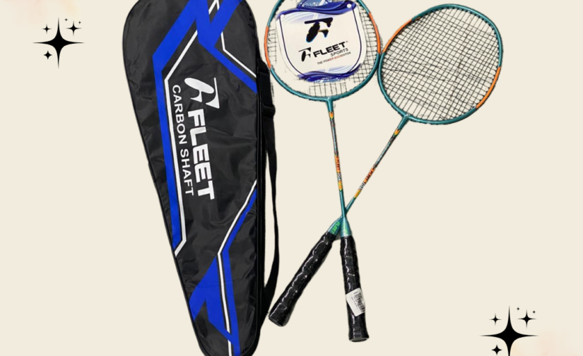 Fleet Carbon Shaft Badminton Racket Set – Pair of Lightweight Rackets with Protective Cover