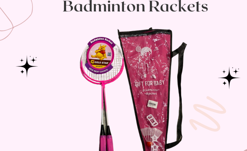 Pair of Gold Star Junior Pink Badminton Rackets with Cover and Free Shuttlecock