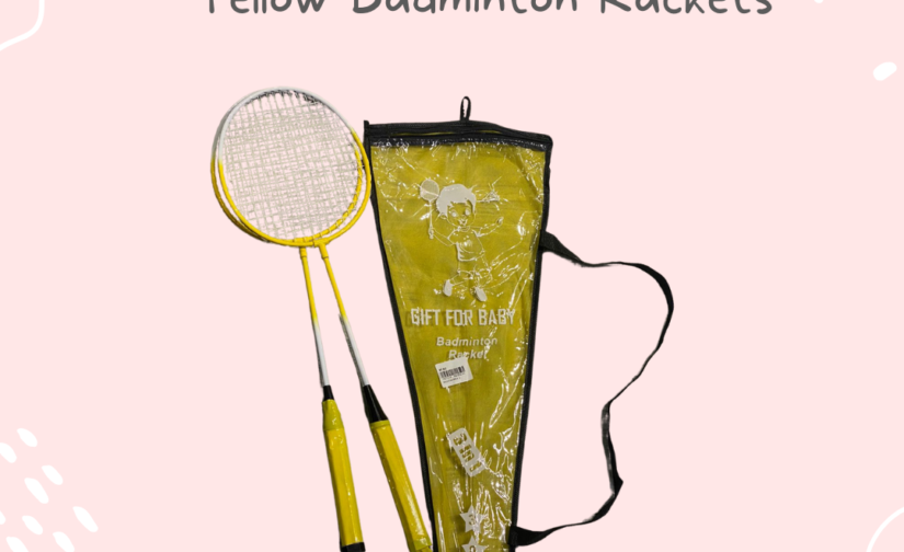 Pair of Gold Star Junior Yellow Badminton Rackets with Cover and Free Shuttlecock