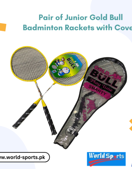 Pair of Junior Gold Bull Badminton Rackets with Cover – Lightweight, Durable Rackets for Young Players and Beginners