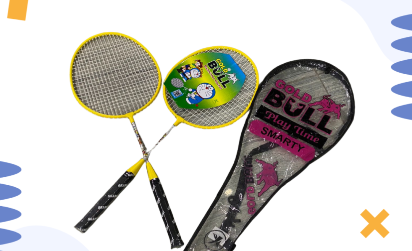 Pair of Junior Gold Bull Badminton Rackets with Cover – Lightweight, Durable Rackets for Young Players and Beginners