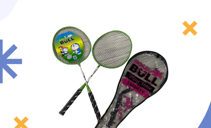 Pair of Junior Gold Bull Badminton Rackets with Cover – Lightweight, Durable Rackets for Young Players and Beginners