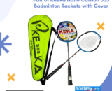 Keeka Nano Carbon 533 Badminton Racket Set – Pair of Lightweight Rackets with Protective Cover