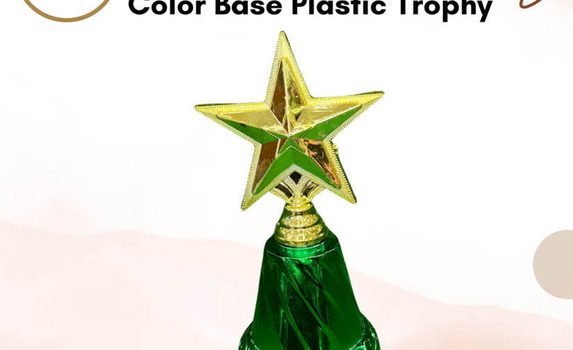 Star Award Golden with Color Base Plastic Trophy – Excellence Achievement Award for Sports, Corporate & Academic Recognition