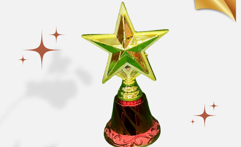 Star Award Golden with Color Base Plastic Trophy – Achievement & Excellence Recognition Award