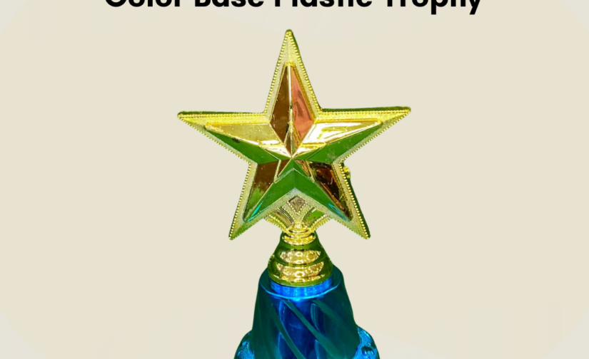Star Award Golden with Color Base Plastic Trophy – Elegant Recognition & Achievement Award