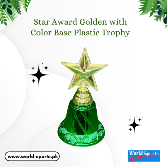 Star Award Golden with Color Base Plastic Trophy – Elegant Achievement Award for Excellence and Recognition