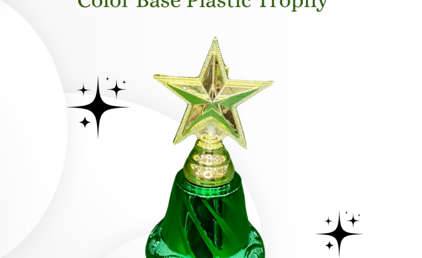 Star Award Golden with Color Base Plastic Trophy – Elegant Achievement Award for Excellence and Recognition