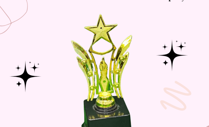 Top Star Golden with Black Base Plastic Trophy – Award for Excellence, Achievement, Recognition