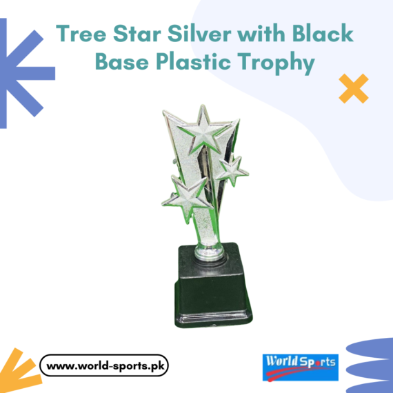 Tree Star Silver with Black Base Plastic Trophy – Elegant Achievement Award for Recognition