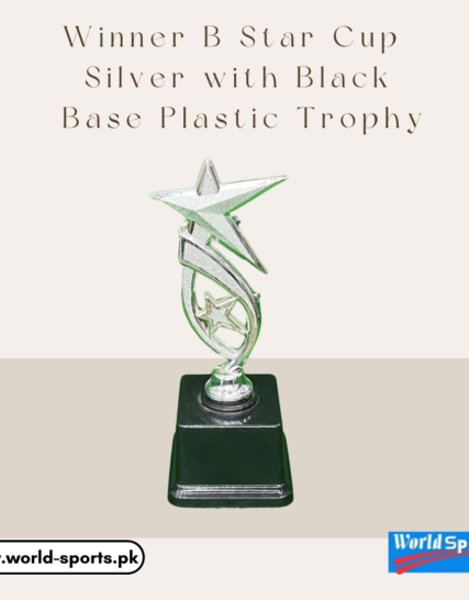 Winner B Star Cup Silver with Black Base Plastic Trophy – Premium Silver Trophy for Celebrating Excellence