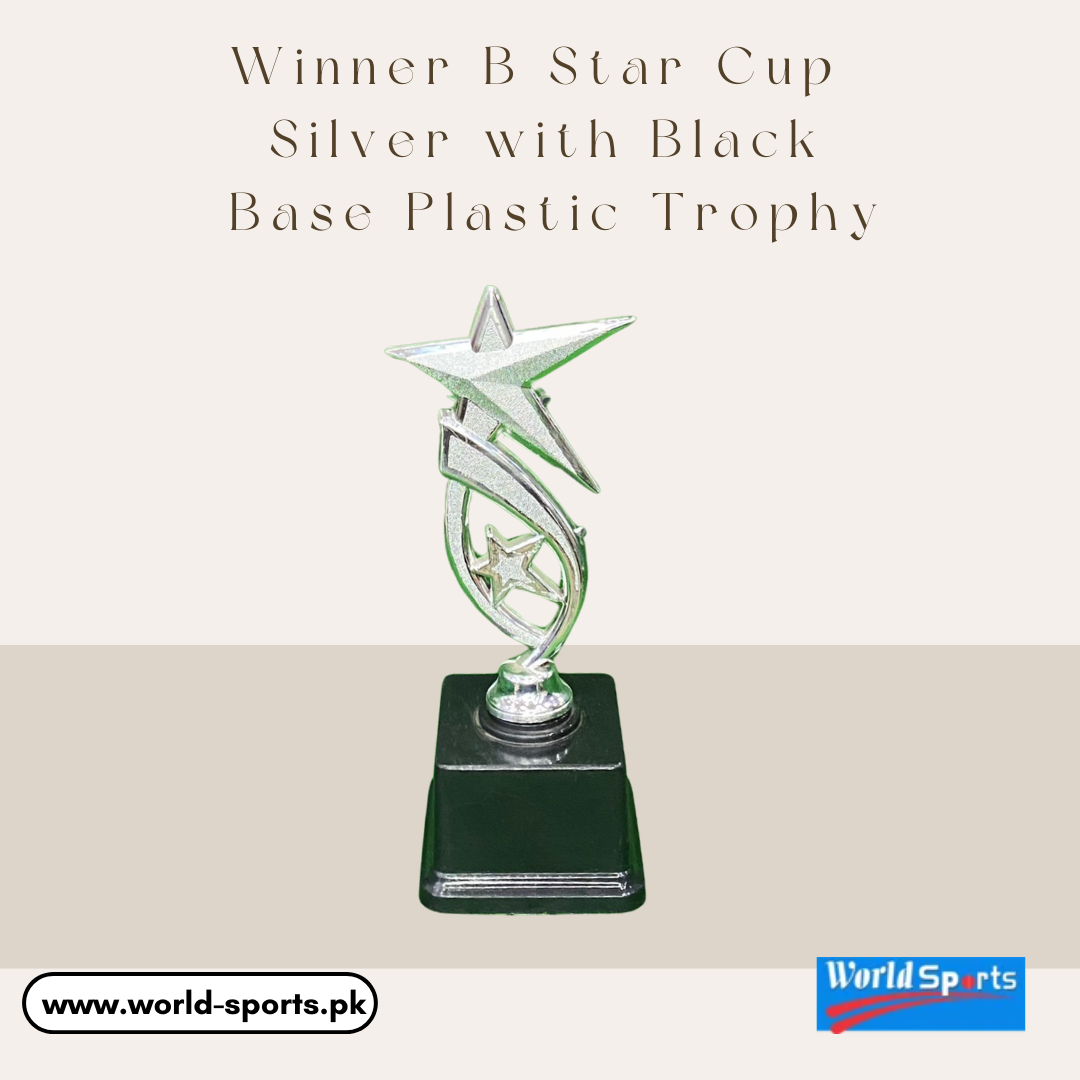 Winner B Star Cup Silver with Black Base Plastic Trophy – Premium Silver Trophy for Celebrating Excellence