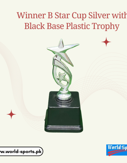 Winner B Star Cup Silver with Black Base Plastic Trophy – Sleek and Durable Trophy for Celebrations