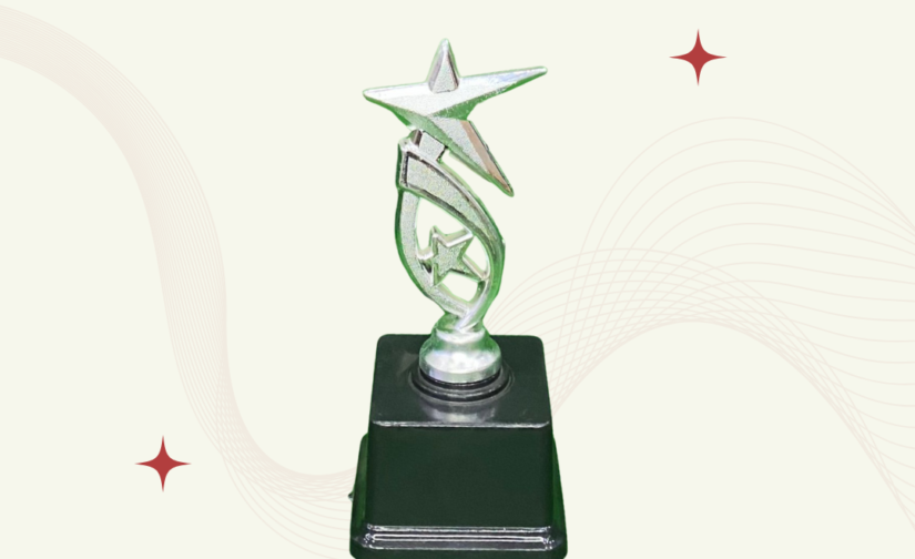 Winner B Star Cup Silver with Black Base Plastic Trophy – Sleek and Durable Trophy for Celebrations