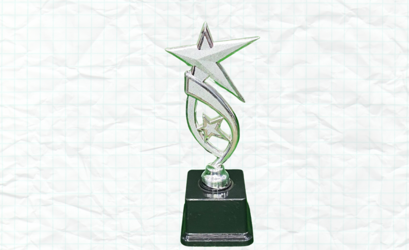 Winner B Star Cup Silver with Black Base Plastic Trophy – Elegant Award for Achievements and Celebrations