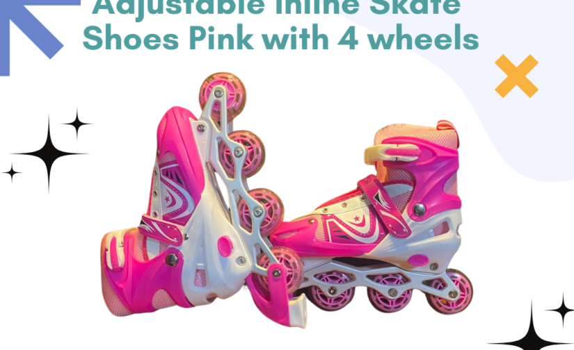 Adjustable Inline Skate Shoes Pink with 4 Wheels | Stylish and Comfortable Roller Skates for Kids & Adults