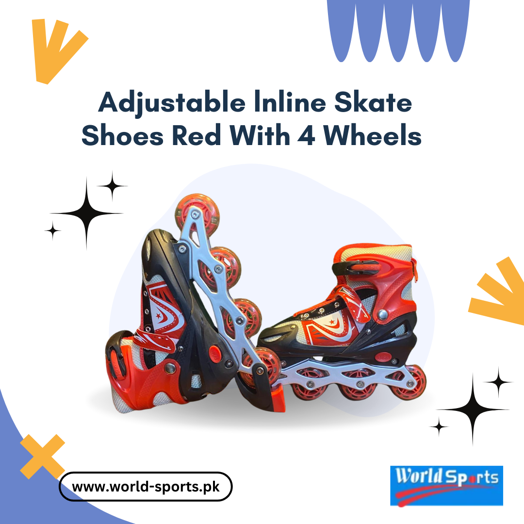 Adjustable Inline Skate Shoes Red with 4 Wheels | Perfect for Kids & Adults