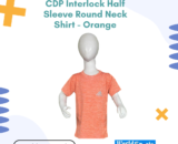 CDP Interlock Half Sleeve Round Neck Shirt - Orange | Soft Cotton Shirt for Comfort and Style