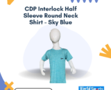 CDP Interlock Half Sleeve Round Neck Shirt - Sky Blue | Soft, Stylish, and Comfortable