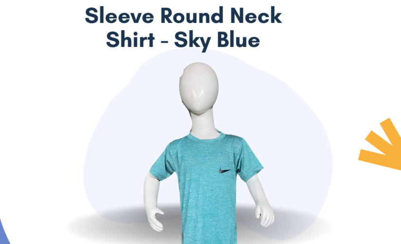 CDP Interlock Half Sleeve Round Neck Shirt - Sky Blue | Soft, Stylish, and Comfortable