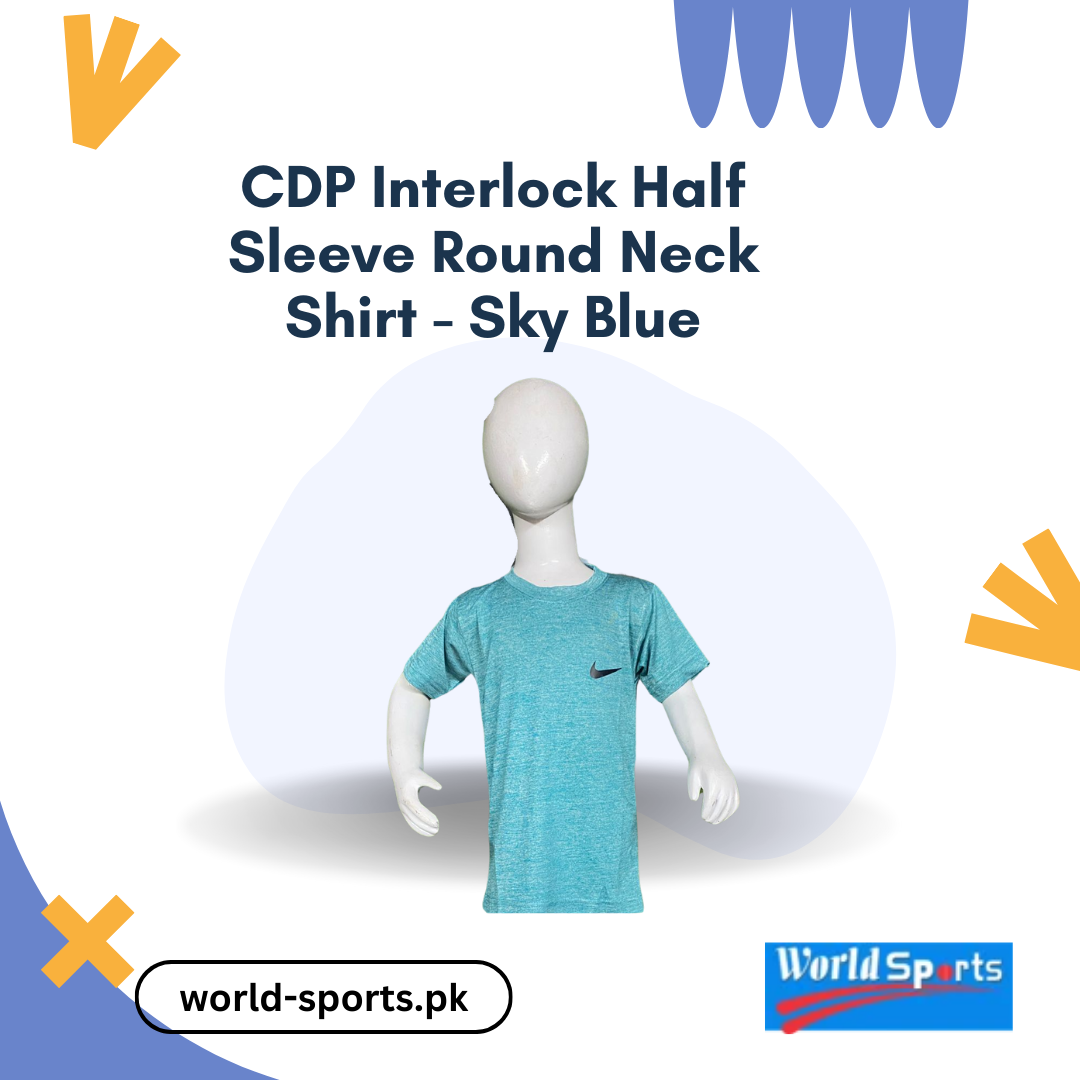 CDP Interlock Half Sleeve Round Neck Shirt - Sky Blue | Soft, Stylish, and Comfortable