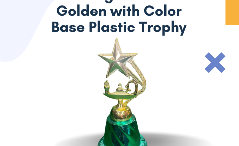 Chiragh Award Golden Trophy with Color Base | Premium Plastic Trophy for Recognition
