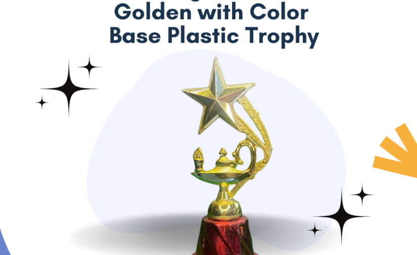 Chiragh Golden Award Trophy with Color Base | Premium Plastic Recognition Award